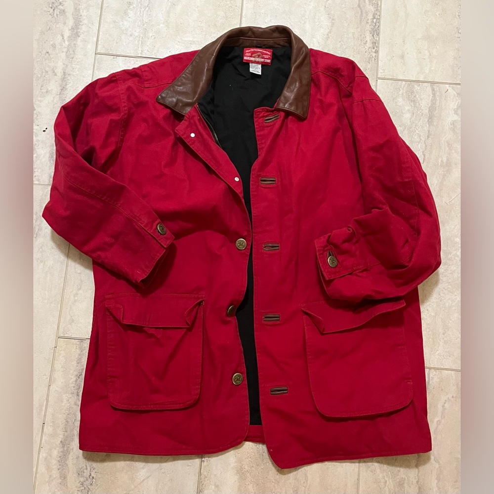 Marlboro Red Jacket - with leather trimming vintage men’s jacket size large